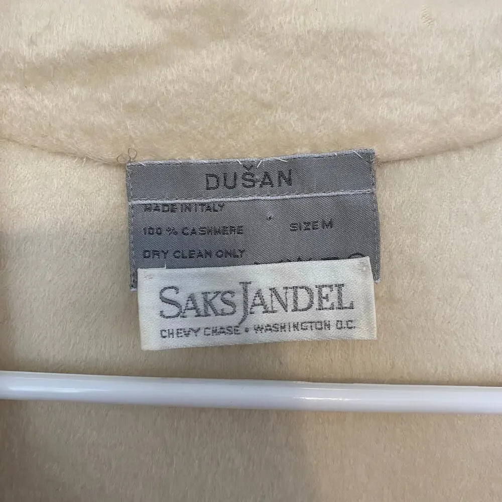 Dusan 100% Cashmere Coatigan Womens Size Medium Satin Trim Cardigan Open Front - Picture 4 of 6